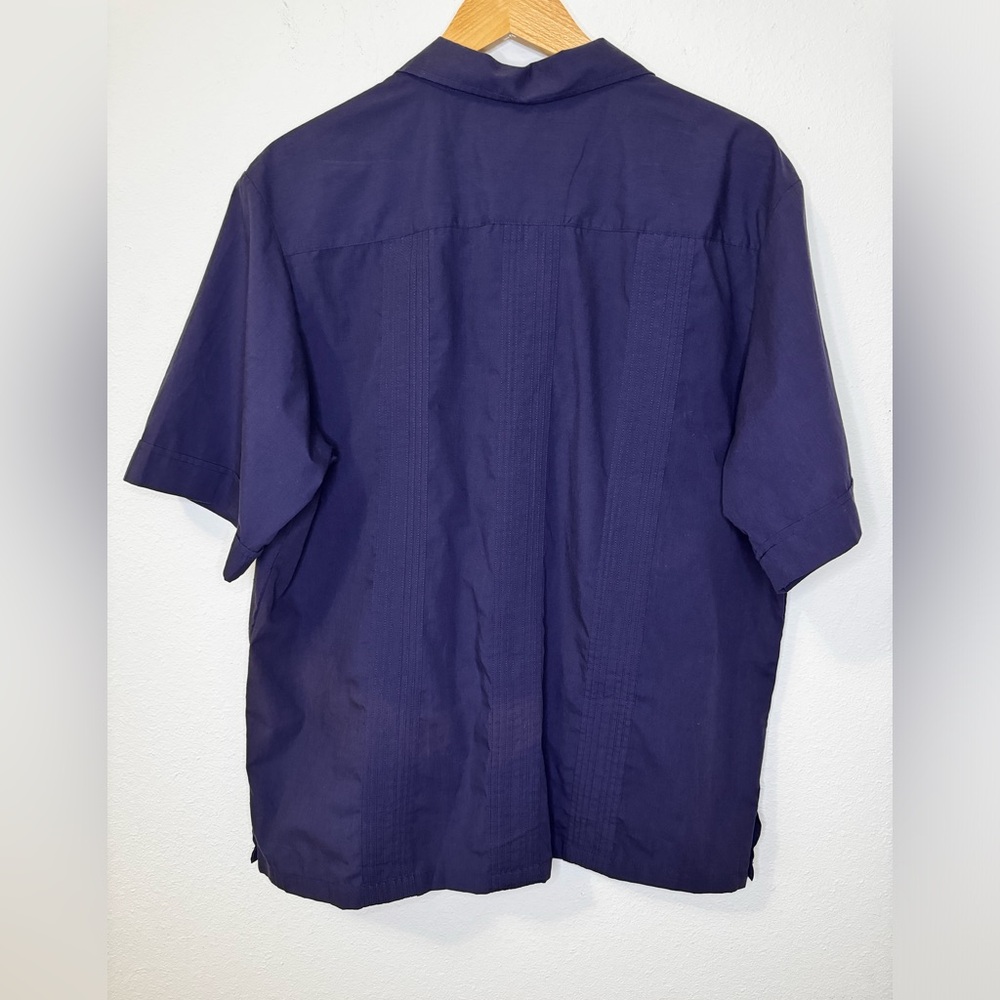 TropiCool Men’s Large Casual Button Down Embroidered Blue Pockets - Picture 3 of 6